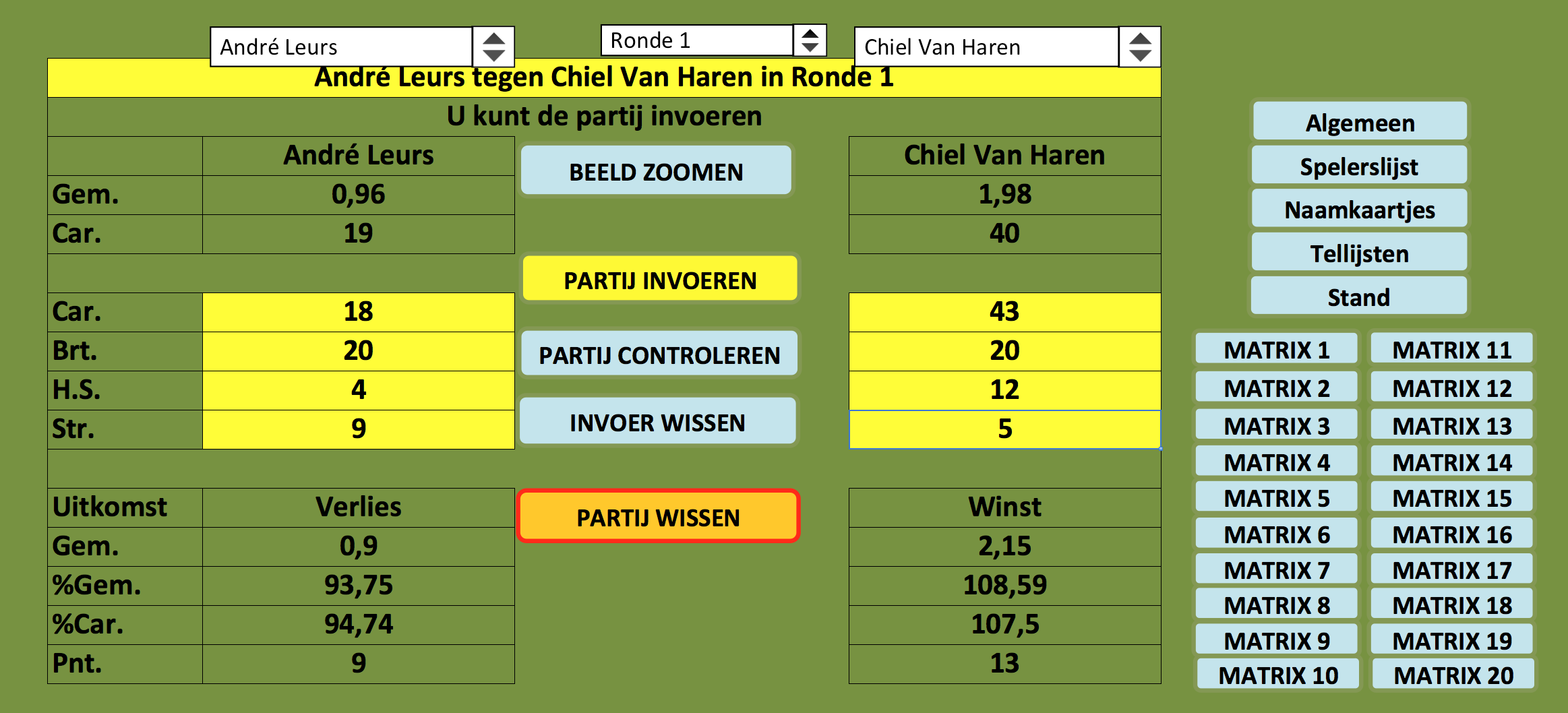 Het invoerscherm van Clubcompetitie.