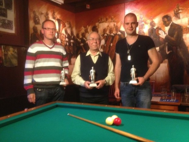 Van links naar rechts Stefan Hoen (2e), Jan Vehaaren (1e) en Jacco Sessing (3e)