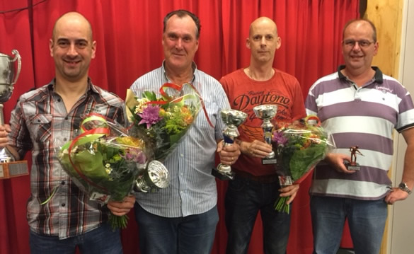 Vlnr: Maikel Josemanders (1e), Jan Aardema (2e), Angelo Dobbelsteen (3e) en Theo Strik (4e).