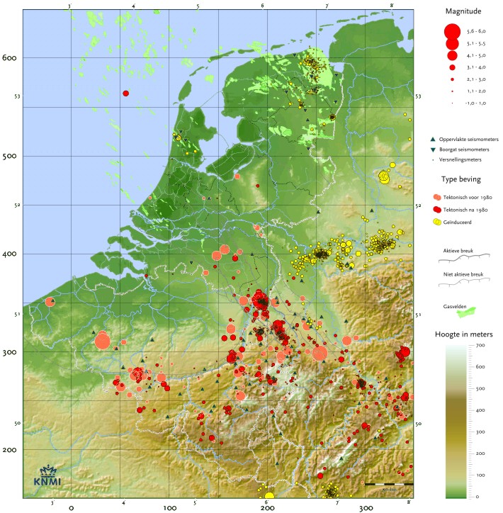 Kaart aardbevingen in NL