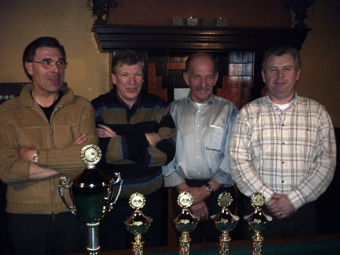 De finalisten Paul van Halen, Toon Ekstijn, Jan Rutten en Jan Opsteeg