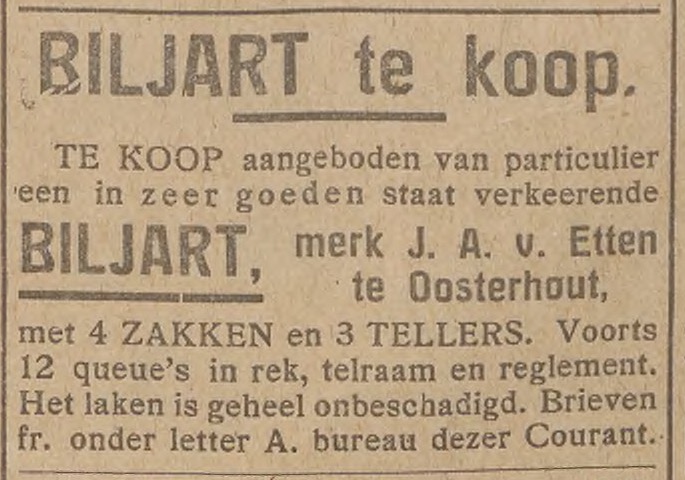 Biljart te koop van Etten